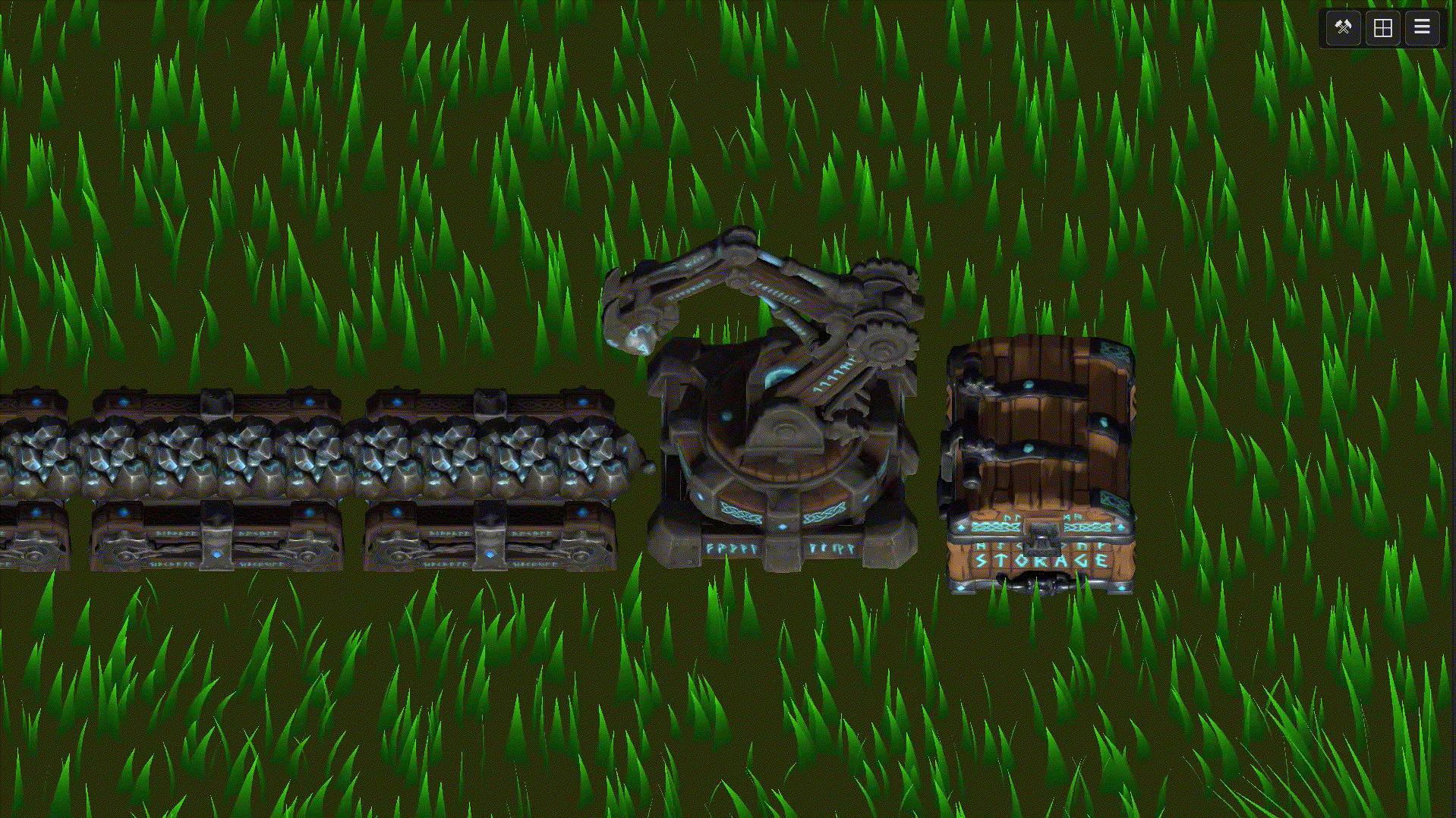 GIF Placeholder: Inserters smoothly transferring items between belts and assemblers