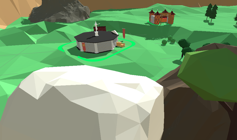 Landscape showing a town center and barracks